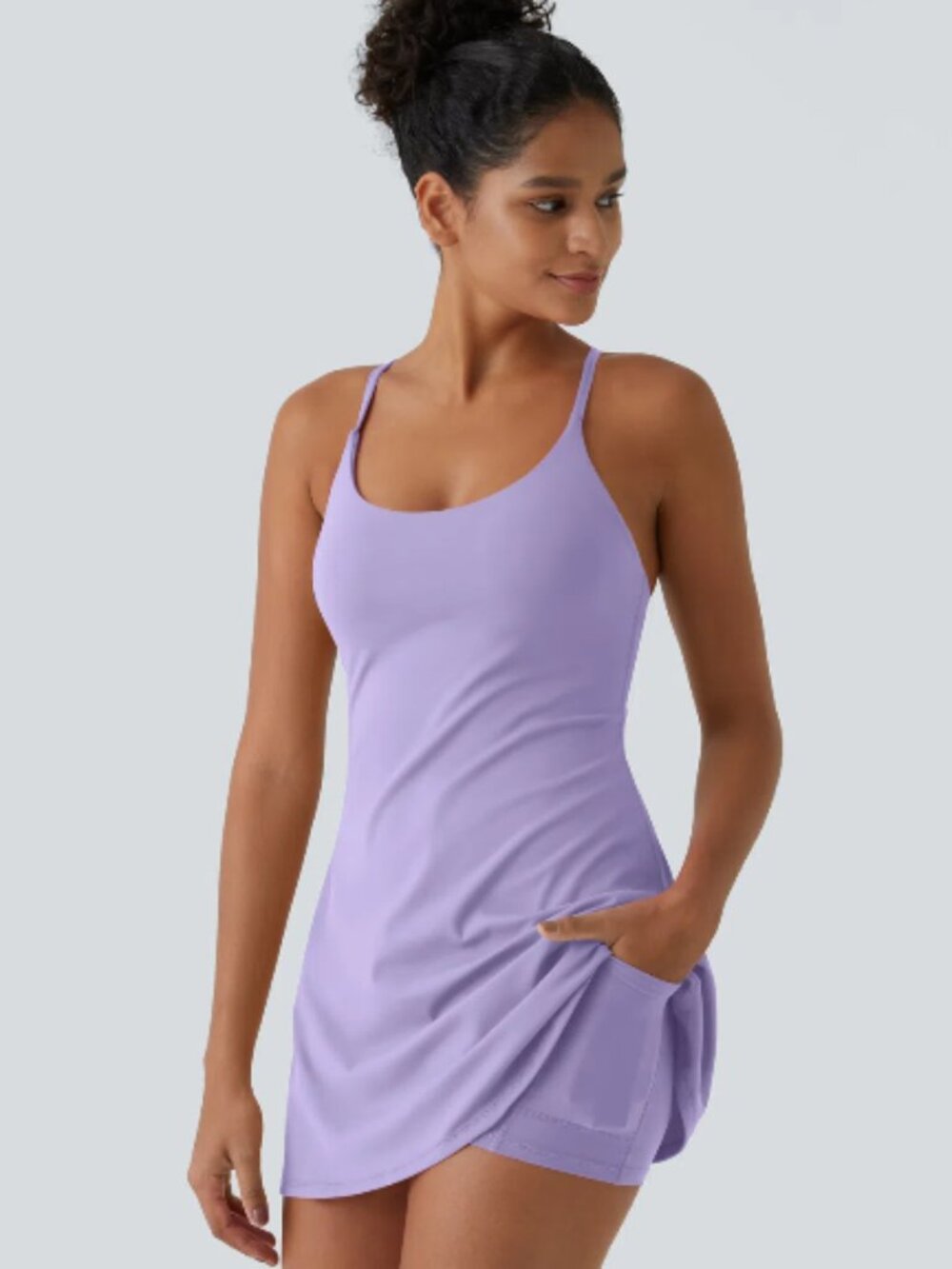 Halara light purple SoftlyZero™ Plush Backless Active Dress-Easy Peezy Edition